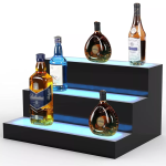 3 Tier LED Lighted Bottle Display | LED Lighted Liquor Bottle Shelf | 3 Tier with Remote | Multi-Color Lighting Modes for Bars.