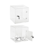 Transparent Acrylic Donation Box | Drop Box | Durable With Key Facility | Ballot Box For Charity | Size-12x12x12 Inches.