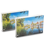 Acrylic Double Sided Magnetic Blocks Picture Frames | Clear Acrylic Photo Frame | Free Standing Frameless Desktop Display -6X8 inches.