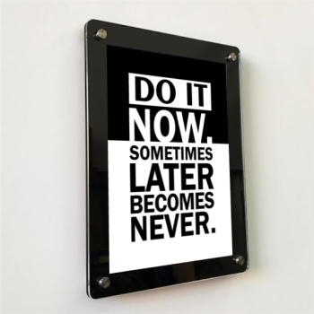 Acrylic wall Mount Stud Frame Black Border | Photo Frame With Hardware | Acrylic Sandwich Frame| Size-10.5 x 14 inches A4