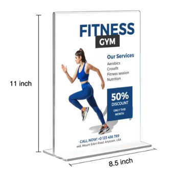 Acrylic Sign Holder | T-Shape Double-Sided Portrait Frame | Display Stand for Table Top | Restaurants | Promotions | Classroom Use