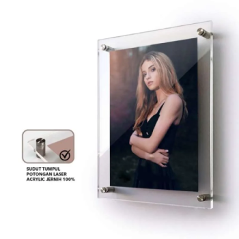 Acrylic wall mount stud frame | A3 Photo Frame With Hardware | Acrylic Sandwich Frame| Photo Size- 12x16 inch