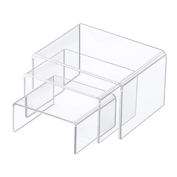 Acrylic Riser Display Stand | Complex Standard Size | 3 Step Acrylic Display Stand | For Shoe, Nail polish, Cupcake, Toys.