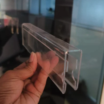 Cubicle Name Plate Holder | Transparent Acrylic Double Sided Sign Tag Holder | For Home | Office | Classroom | Size- 10x2 Inch (Pack of 5).