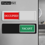 Black And White Acrylic Sliding Name Plate | Self Adhesive | For Bathroom | Office | Hotels | Size - 8x2 Inch (Pack Of 2).