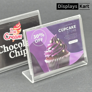 Acrylic Label Holder | Display Tag Holder L-Shape | Size-12x6cm (pack of 20)