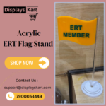 Acrylic Flag Stand ERT | Table Desk Flag Stand | With Flag And Pole | For Office Use and Industrial Use | Size - 10 Inch (Pack of 5).