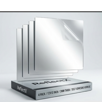 Self Adhesive Acrylic Mirrorǀ12X 12 Inch Mirror TilesǀFlexible Plastic Mirrors Sheets Wall Stickersǀ2MM Thick.