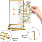 Customized T-Shape Acrylic Gold Frame  | Premium Double-Sided Gold Frame Acrylic  | Display Stand  | Gold frame Sign Holder -A5